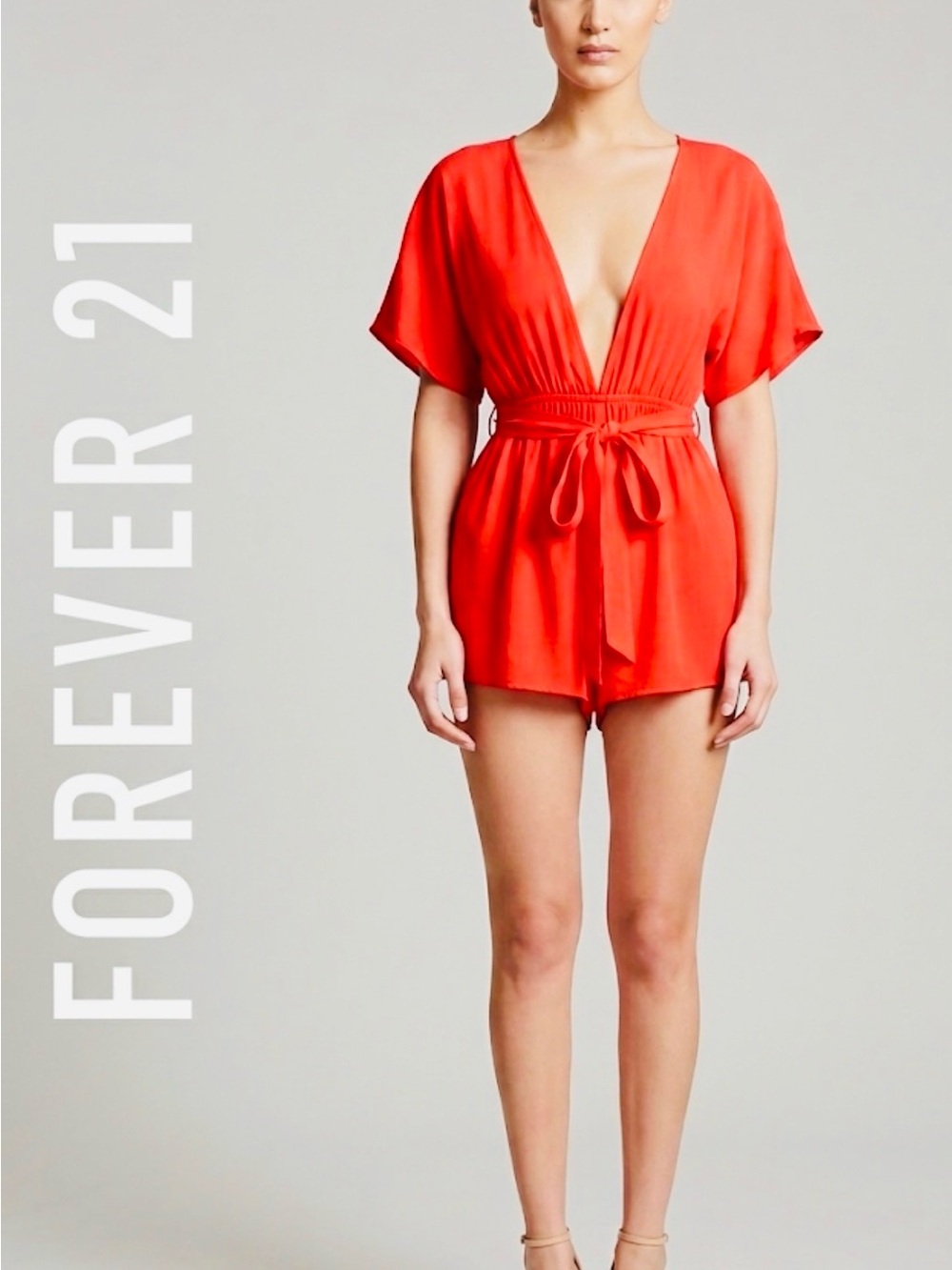Forever 21 Red Open Back Romper Jumpsuit NWT Size M